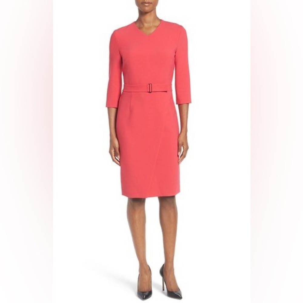 Hugo Boss Dylea Belted Red Dress Size 10 IT 46